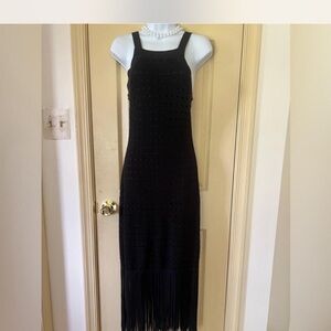 House of Harlow 1960 Black Fringe Midi Dress
